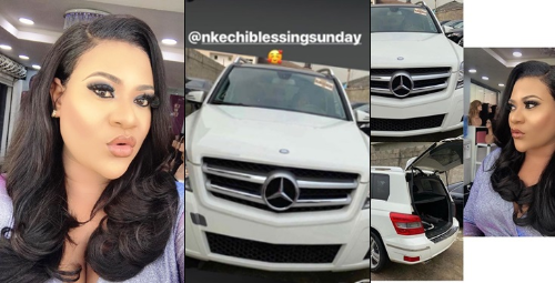 A Nollywood actress has been disgraced on social media after stealing car photos and claiming she just bought the car. Just days after being congratulated for buying a new Mercedez Benz car, Nollywood actress, Nkechi Blessing has been disgraced on social media fter an auto dealer called her out for posing with and claiming she just bought a Mercedes Benz when she actually didn’t. According to screeshots released on Instablog, the owner of the car revealed that Nkechi rode on the familiarity between the dealer and their uncle to claim the car. The real car owner also accused Nkechi of being fake and trying to deceive people, writing: “Just because you know my uncle is not on Instagram that’s why you did this forgetting Instagram is a small community. Although I learnt you begged already and taken down the picture but still it is wrong to mislead people”. Well, after the hell was dragged out of her, Nkechi confessed that she actually didn’t buy the car but had wanted to exchange her car with the MercedesBenz, but couldn’t wait for the deal to be concluded before going ahead to share photos that she had bought the car. She eventually didn’t buy the car she posted photos on her page claiming she had bought.