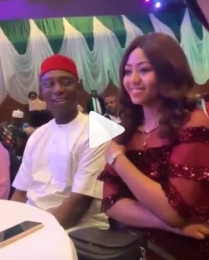 A new video of actress Regina Daniels and her billionaire husband, Ned Nwoko at an event has sparked online reactions. The billionaire, Ned Nwoko was seen looking at his gorgeous actress wife in admiration as she laughed. The couple were in jovial mood, flirting with each other like teenagers in love. Many Nigerians felt that Ned Nwoko is is now looking younger and handsome all because of his much younger wife. Some think it’s real love in action.