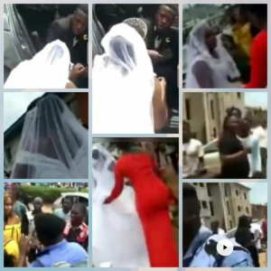 Man Cancelled Their Wedding On Their Way To Church In Abuja!!!!! Here is the embarrassing moment a Nigerian man cancelled his wedding while on their way to the church in Abuja. The groom identified as Joe suddenly refused to proceed with the wedding ceremony. The bride was kneeling down begging him, but he was adamant. Others were seen in the video also begging the groom to calm down but he refused. He scattered everything and disgraced the bride.