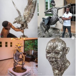 Abinoro Akporode is a hyper-talented young Nigerian man who is designing sculptures with iron spoons. Accolades have been mounting for this young Nigerian named Abinoro Akporode Collins who is making quality works of art with iron spoons.