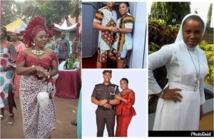 Photos from the wedding ceremony of a Catholic Reverend Sister who quit her religious devotion to get married to a police officer has surfaced, days after her pre-wedding photos went viral on social media. The former Catholic Reverend Sister who posed in different traditional attires in her traditional wedding photos, was spotted carrying a cup of wine to serve her husband, which is one of the marriage rites performed during Igbo traditional weddings.
