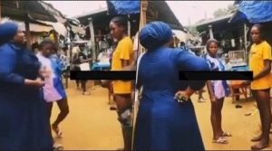 Drama As Female Preacher Aggressively Confronts Young Girls Over Indecent Dressing In A Market