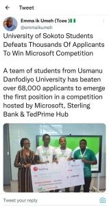Sokoto Students Beat 68,000 Rivals From Other Schools To Win Microsoft Challenge