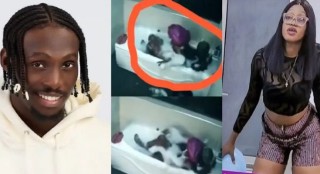 BBNaija: Chomzy And Eloswag Get Intimate In The HOH Bathroom