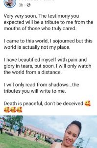Beautiful Lady Drops Suicide Note On Facebook