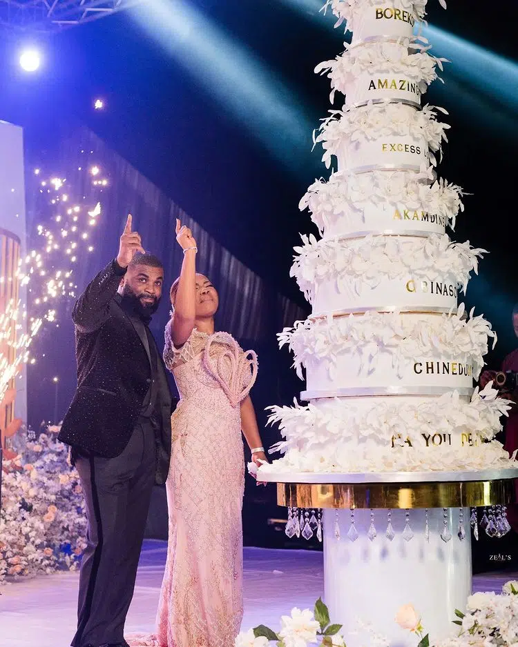 Check Out Inspiration Behind Each Step Of Mercy Chinwo’s Gigantic Wedding Cake