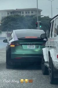 Hilarious Number Plate Of A Tesla Car In Lagos Causes A Stir Online