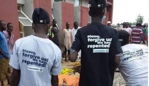 Nigerians React As Repentant Terrorists Sweep Streets, Beg Residents For Forgiveness In Borno
