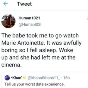 LMAO!! Man Recounts How A Babe Left Him Behind At The Cinema After He Dozed Off While Watching A Movie