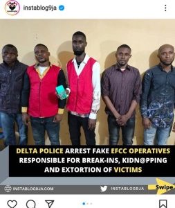 Delta Police Arrest Fake EFCC Operatives Responsible For Break-ins, Kidnapping