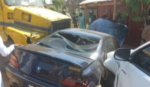 Fintiri Escapes Unhurt As Truck Crushes Vehicles In His Convoy