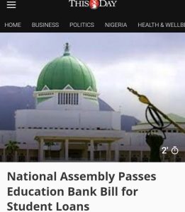 National Assembly Passes Students Loan Bill