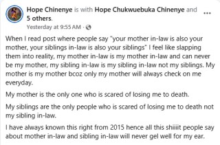 My mother-in-law can never be my mother – Nigerian woman says