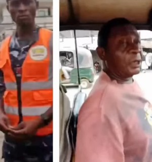 Woman confronts policeman for allegedly trying to extort money from a keke rider